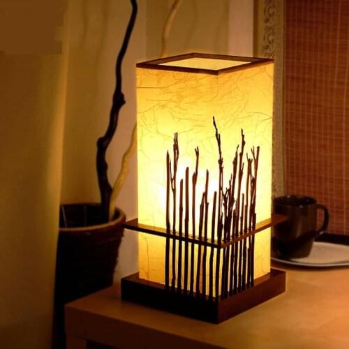 Modern Chinese style bamboo table lamps creative living room bedroom bedside lamp eye study wood table lights ZA627 ZL117
