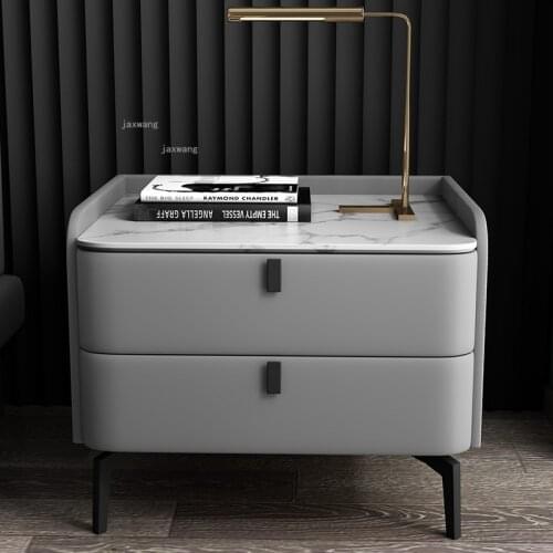 Nordic Style Solid Wood Bedside Table Living Room Dormitory Storage Nightstands Simple Modern Bedroom Leather Bedside Cabinet