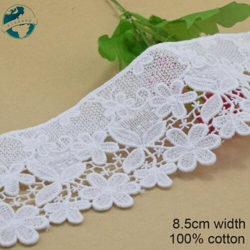 3yards 8.5cm white 100% cotton embroidery lace french lace ribbon fabric guipure diy trims wedding lace sewing Accessories#4064