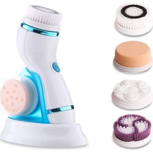 Face Cleansing Brush Silicone Deep Pore Cleaner Facial Brush Massage Skin Care Waterproof 5 in 1 Dry & Rechargeable Cn(origin)