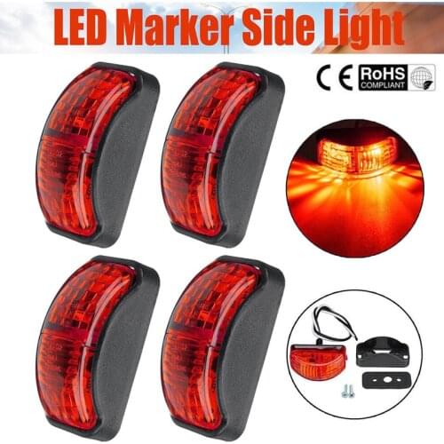 4X 2 LED Red Side Marker Light Blinker for Trailer Truck Boat Lights Waterproof LED Lights 12 v Truck