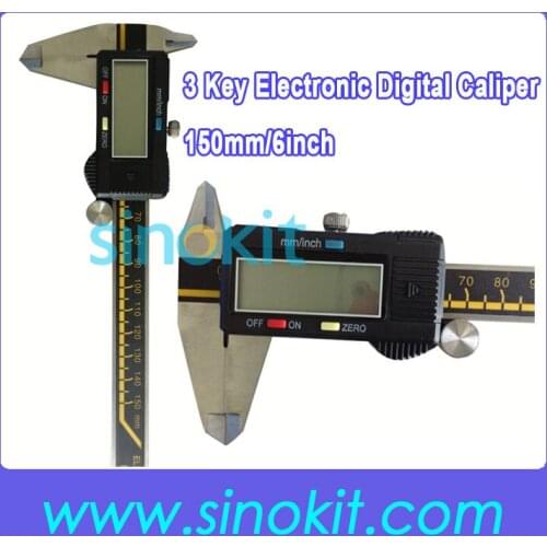 Free Shipping Electronic Digital Caliper range 150mm/6inch with Extra Large LCD in Fitted Box STHT 3key
