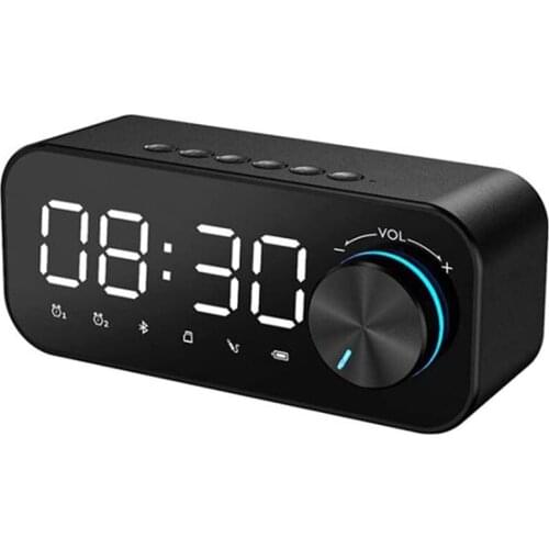 Wireless Bluetooth 5.0 LED Alarm Clock Speaker, Support TF Card FM Radio, Bedroom USB Alarm Clock, LED Time Display