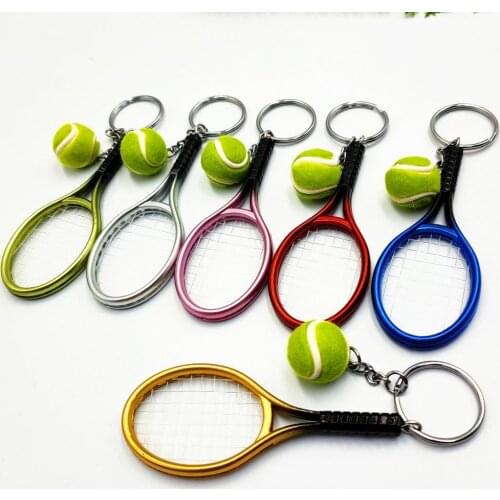Simulation Mini Tennis Racket Ball Keychain Pendant Bag Accessories For Bag sport advertisement keychain fans souvenirs Key Ring