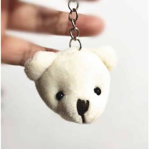 New Fashion Fake Animal Head Small Bear Head Keychain Arts Crafts DIY Part For Toy Jewelry Accessories Charming Pompom Keyrings