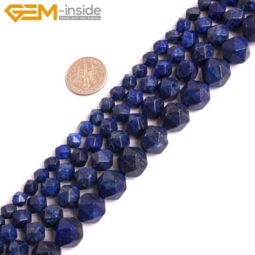 Gem-inside Natural Faceted Beads Of Cambay Lapiz Lazuli Beads For Jewelry Making Bracelet Necklace 6-12mm 15inches DIY Jewellery