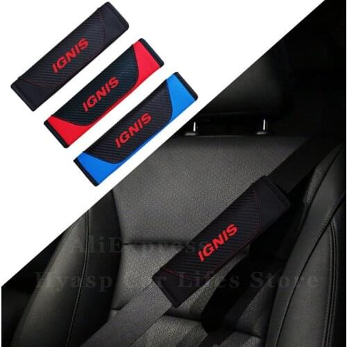 Car Safety Belt Cover For Suzuki IGNIS Carbon Fiber Seat Belt Shoulder Cushion Auto Seatbelt Strap Pad Interior Car Accessories