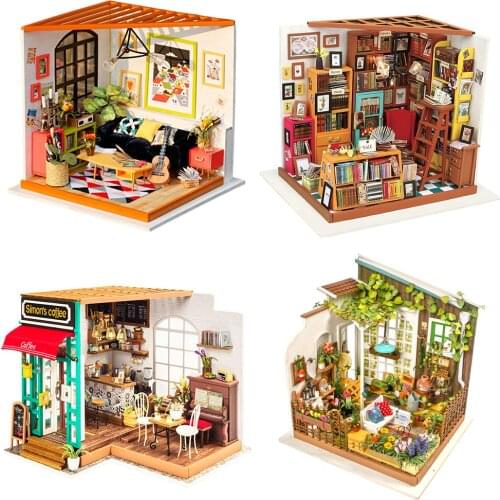 DIY Wooden Miniature Dollhouse Handmade Doll House Model Building Kits Toys For Children Adults