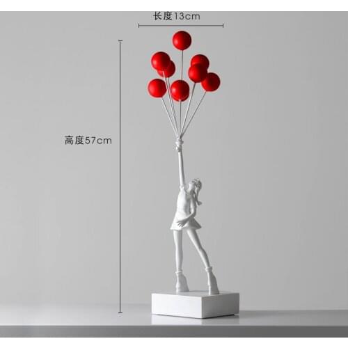 Home Living Room TV Cabinet Creative Balloon Girl Sculptured Ornaments Home Decor Modern Office Desk Surface Panel Decorations