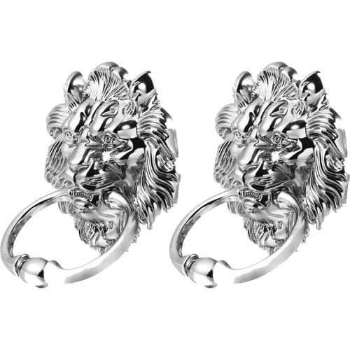 2Pcs Lion Head Antique Practical Drawer Ring Pulls Door Ring Knobs Door Knocker for Home