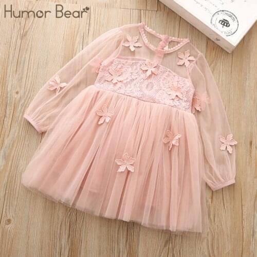 Humor Bear New Princess Dress Design Gauze Petals Kids Clothes Children Clothing Party Girl Dress Baby Dress