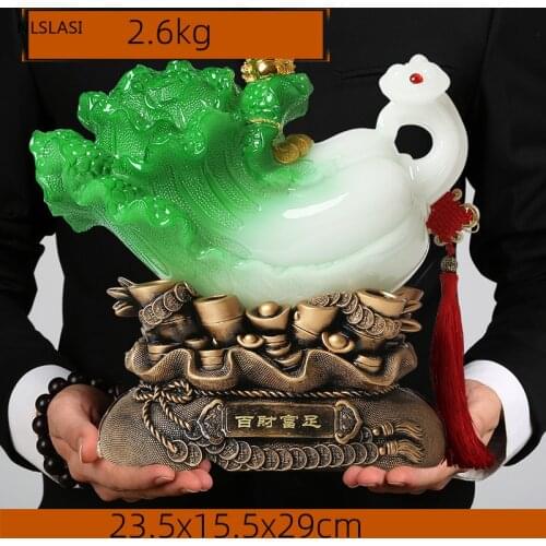 Chinese Style Lucky Chinese Cabbage Resin Ornaments Housewarming Birthday Present Home Living Room Desk Office Statue Ornaments