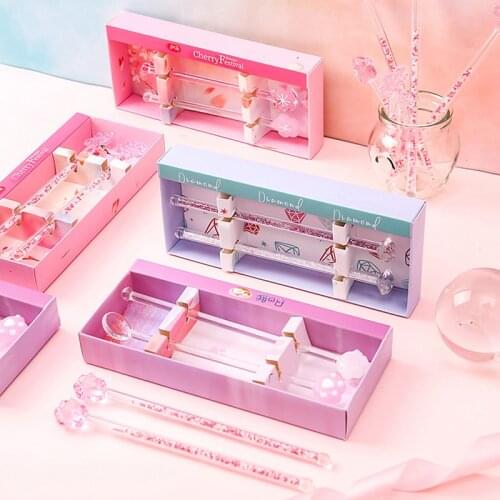 Round Top Stir Stick Shiny Glass Stick Sakura Shaped Design Stirrer For Home Stirrer Decor Suitable For Cocktail Drink Stirring