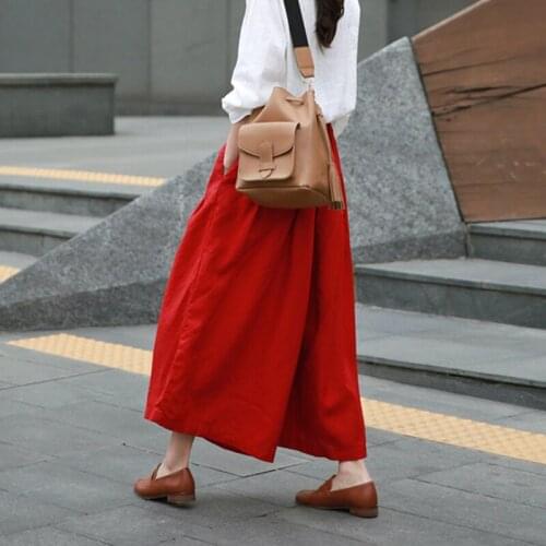 Summer Korean cotton hemp Wide Leg Pants Large loose high waist casual Capris2105103