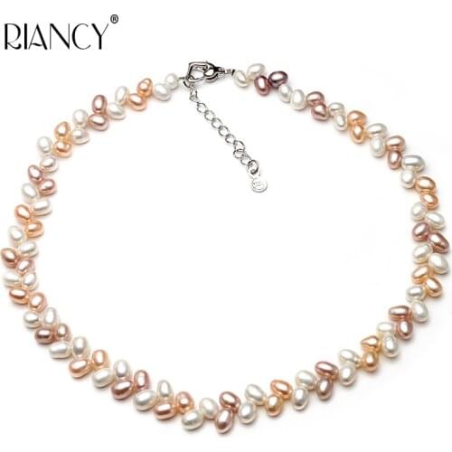 Fashion Multicolor Pearl Necklace Natural Freshwater Pearl 925 Sterling Silver Jewelry For Women pearl Necklace Gift