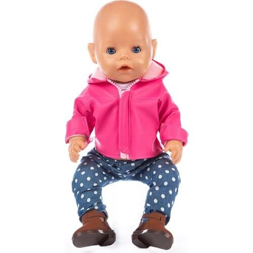 New Fashion leather set Doll clothes Wear fit for 43cm zapf Doll clothes, Children best Birthday Gift(only sell clothes)