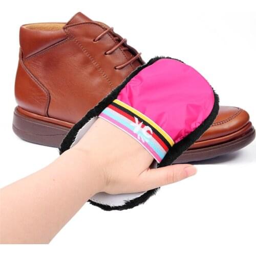 Shoes Cleaner Shoe Care Brush Polished Gloves Soft Wool Plush Shoe Gloves Random Color Wipe Shoes Handbag