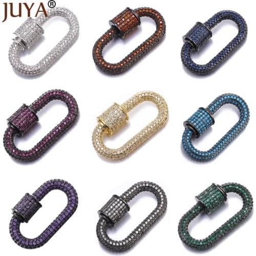 Juya Wholesale 5pcs Zircon Lock Clasp Fastener Screw Clasps Jewelry Making Accessories for DIY Hand Made Luxury Woman Necklace