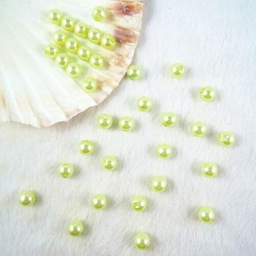 Wholesale 6mm 8mm 10mm 12mm Light Lemon ABS Acrylic Loose Beads Faux Imitation Pearl Round Beads PB-12