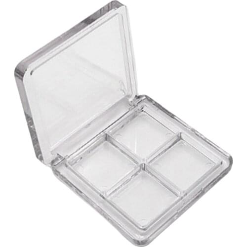 4 Slots Clear Portable Makeup DIY Eyeshadow Palette Case Travel Compact Blusher Lipstick Container Organizer Box