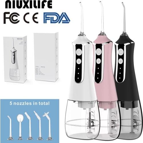 NIUXILIFE Portable Oral Irrigator Rechargeable Water Flosser Dental Water Flosser Jet Irrigator Dental Waterproof Teeth Cleaner