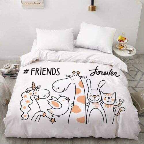 Cute Cartoon Animal Duvet cover Quilt Comfortable Case Childrens Kids Girl Bedding Set 140x210 Single Double Size Bed Linens