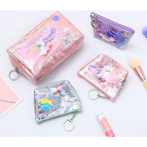 Portable Mini Round Sequins Coin Purse Bag For Women Plush Zipper Coin Pouch Kids Small Wallets Earphone Storage Key Wallet