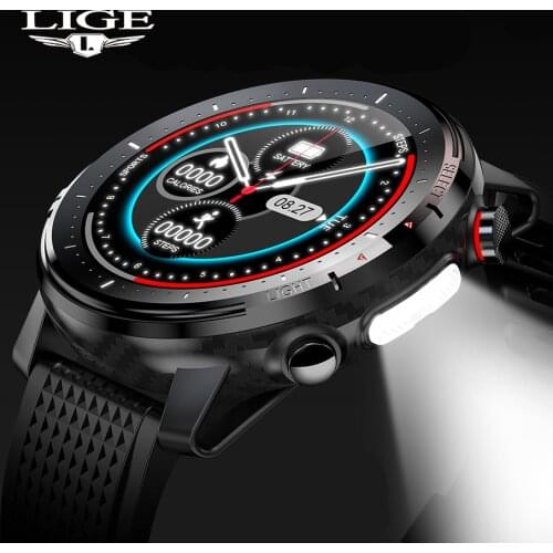LIGE 2021 IP68 Waterproof Smart Watch Men ECG Heart Rate Blood Pressure Monitor LED Flashlight 1.3 Full Touch Screen smartwatch