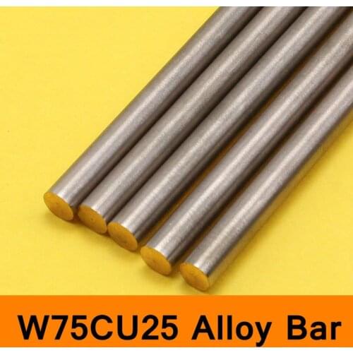 Tungsten Copper Alloy Bar Rod W75Cu25 W75 Bar Spot Welding Electrode Rod DIY Material CE ISO Certificate Round Bar Length 100mm