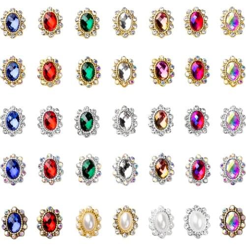 5PC/Set 3D Nail Art Decoration Metal Glass Nail Rhinestones Japanese Alloy Glitter Metallic Nail Sticker Lot Nail Charms Jewelry