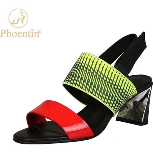 Phoentin 2021 Summer New Retro High Heels Sandals Women Open Toe Block Heel Shoes Woman Sandals Ladies fashion Sandals FT1470