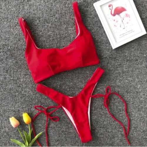 UK New Women Bikini Set Swimsuit Triangle Solid Color Summer Hot Female Bandage Ladies Bathing Suit Swimwear Beachwear