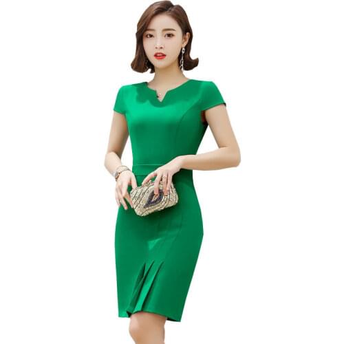 Novelty Green Formal OL Styles Women Dresses 2019 Spring Summer Slim Hips Dress for Ladies Office Female Vestidos Tops Clothes