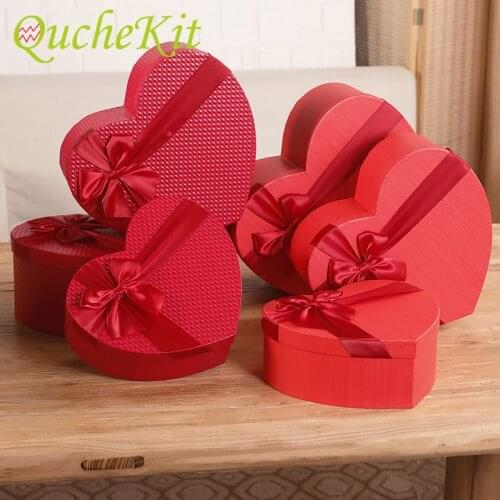 1/3/Pcs Red Heart Shape Candy Flower Boxes Set Gift Packaging Box Cardboard Paper Gift Box for Present Packing Florist Hat Boxes