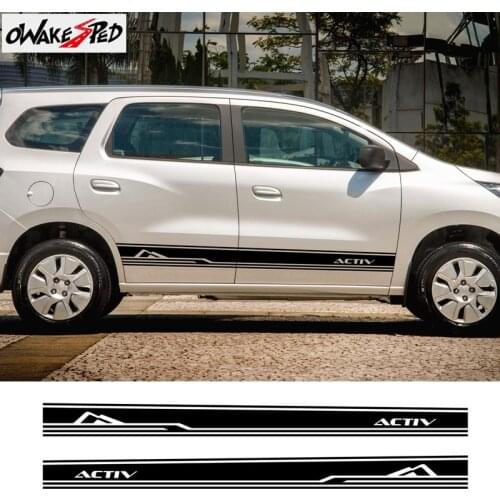 1set Car Body Decor Stickers Racing Sport Stripes Styling For Chevrolet Spin Activ Graphics Auto Door Side Skirt Vinyl Decals