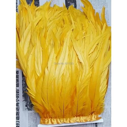 10Meters/lot!30-35cm Wide Dyed GOLD Colour Coque Tail Feather Fringe Trimming Carnival,Carnival Costume Fringe
