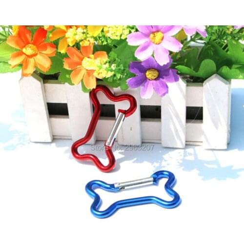 100pcs Bone Shape Hook Ring Aluminum Carabiner Camping Hiking Tools Quick Hook Backpacking Hanging Buckle Keychain