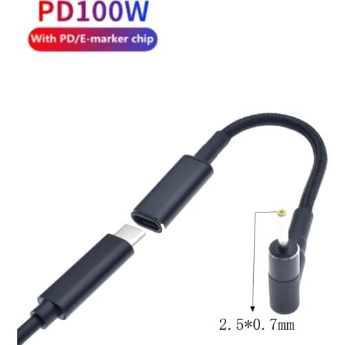 100W USB Type C Female to 2.5*0.7mm Charger Cord Cable for Asus EEE PC X101 X101H X101CH Laptop Dc Power Adapter Converter