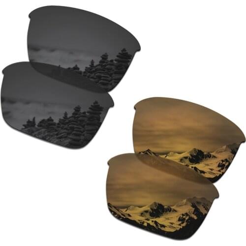 SmartVLT 2 Pairs Polarized Sunglasses Replacement Lenses for Oakley Thinlink Stealth Black and Bronze Gold
