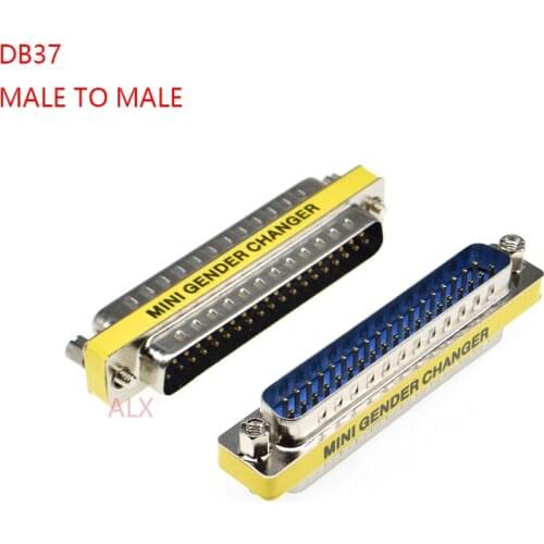 2pcs DB37 37pin MALE to male serial port CONNECTOR D-Sub COM CONNECTORS 37 pin 37p Mini Gender Changer Adapter