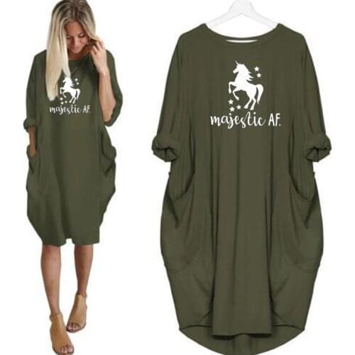 2020 Fashion T-Shirt For Women Pocket Majestic AF Unicorn Print Tshirt Tops Graphic Tees Women Off The Shoulder