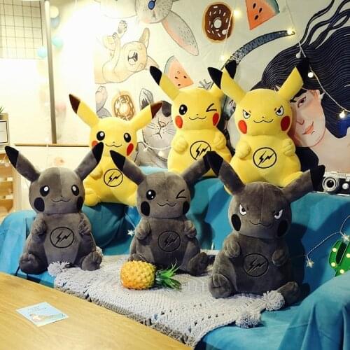 35cm Pokemon Plush Dark Black Pikachu PP Cotton Stuffed Animals Plush Cute Doll Birthday Gift Christmas Present