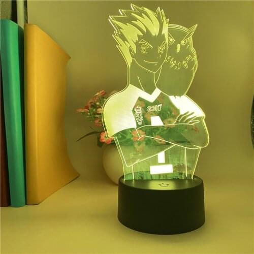 Bedroom 3D Lamp Touch Sensor LED Night Light Smart Phone Control Anime Nightlight Haikyuu Kotaru Bokuto Party Decor Kids Gift