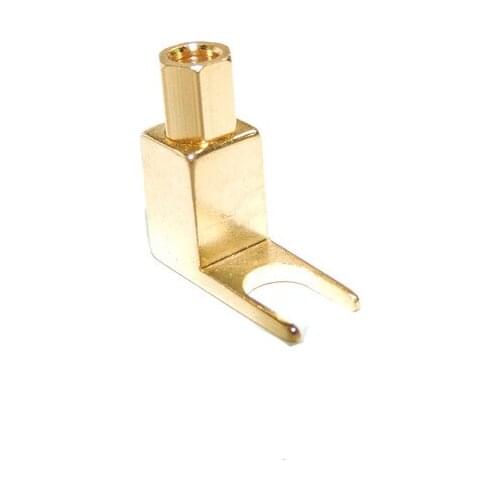 4pcs Right Angle Gold Spade Fork Connector Speaker Cable Jack
