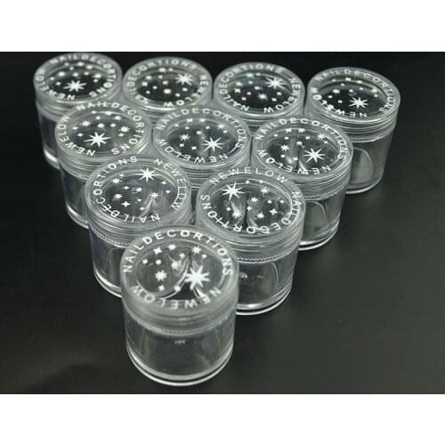 50pcs*10g Clear Round Strong bottle jars pot container empty cosmetic plastic sample container for nail art storage