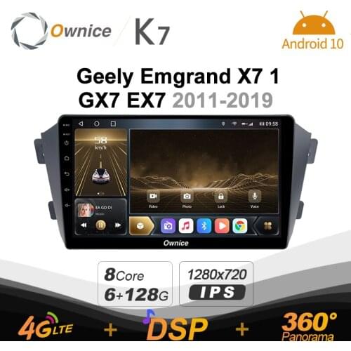 720P K7 Android 10.0 Car Multimedia Radio for Geely Emgrand X7 1 GX7 EX7 2011 - 2019 Video player 6G+128G Coaxial HDMI 4G LTE