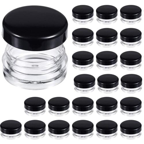FreeShip 40pcs 10ml Clear Round Pot Jars Plastic Cosmetic Containers Set With Lid for Liquid Creams Sample, Travel, Makeup, Eye