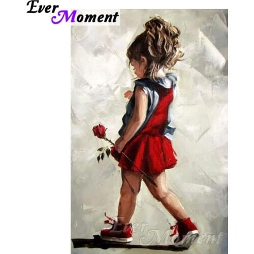 Ever Moment DIY Diamond Embroidery Girl Rose Diamond Mosaic Full Square Drills Artwork Home Decoration Diamond Painting ASF1151