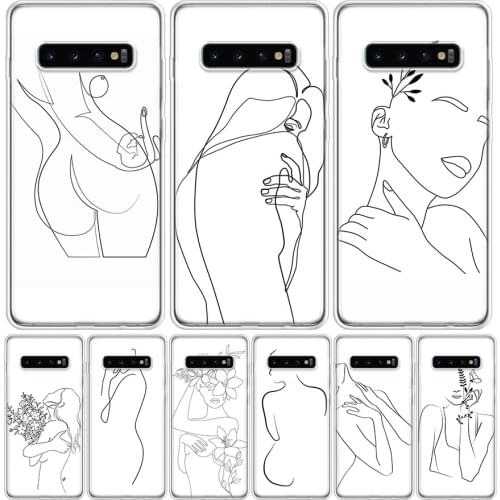 Abstract Lady Line Drawing Phone Case for Samsung Galaxy A51 A71 A50 A70 A40 A30 A20E A10 A01 A21 A41 M30S A6 A7 A8 A9 Plus + Co