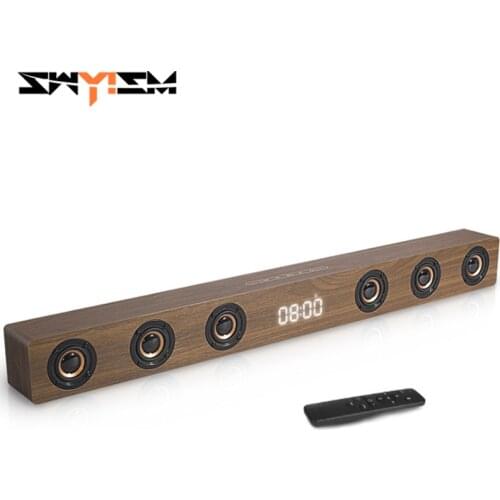 30W Wooden TV Soundbar Portable Bluetooth Speaker Wireless Column Home Theater Bass Stereo Multi-Function Subwoofer with TF FM